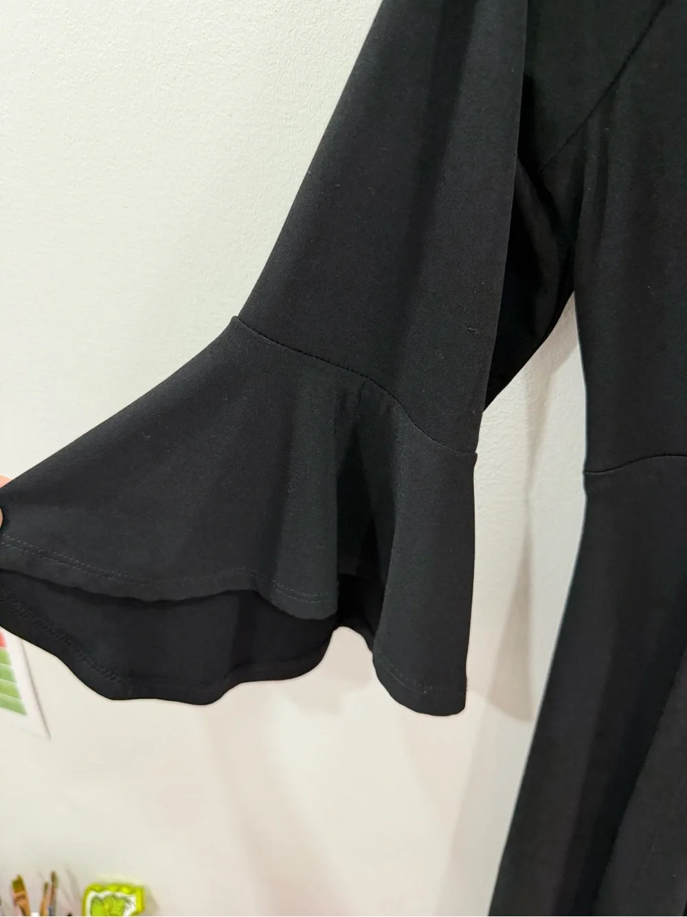 Connected Apparel Black Cowl-Neck Midi Dress with Side Draping Size 10 - Picture 3 of 7